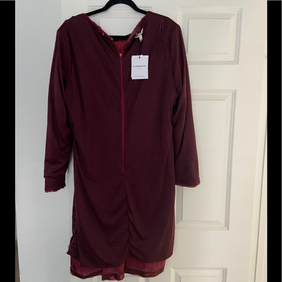 Glamorous Red sequin dress with ruffle detail * Closeout * - Picture 6 of 6